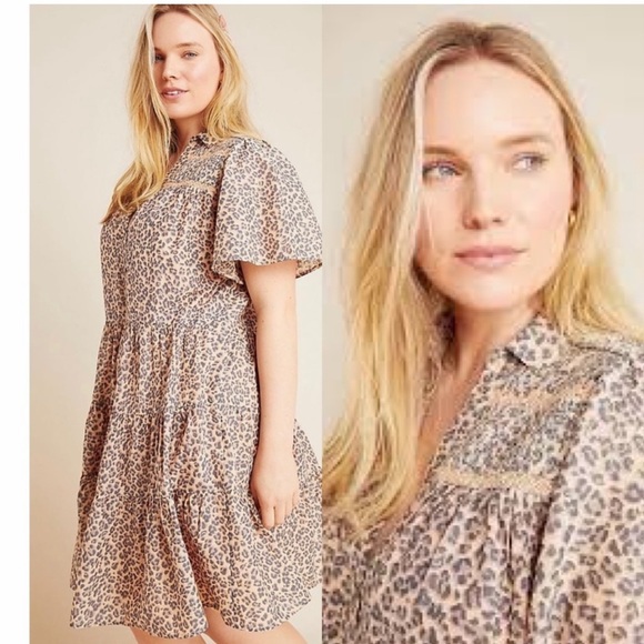 Anthropologie Dresses Anthropologie Tired Baby Doll Leopard Dress